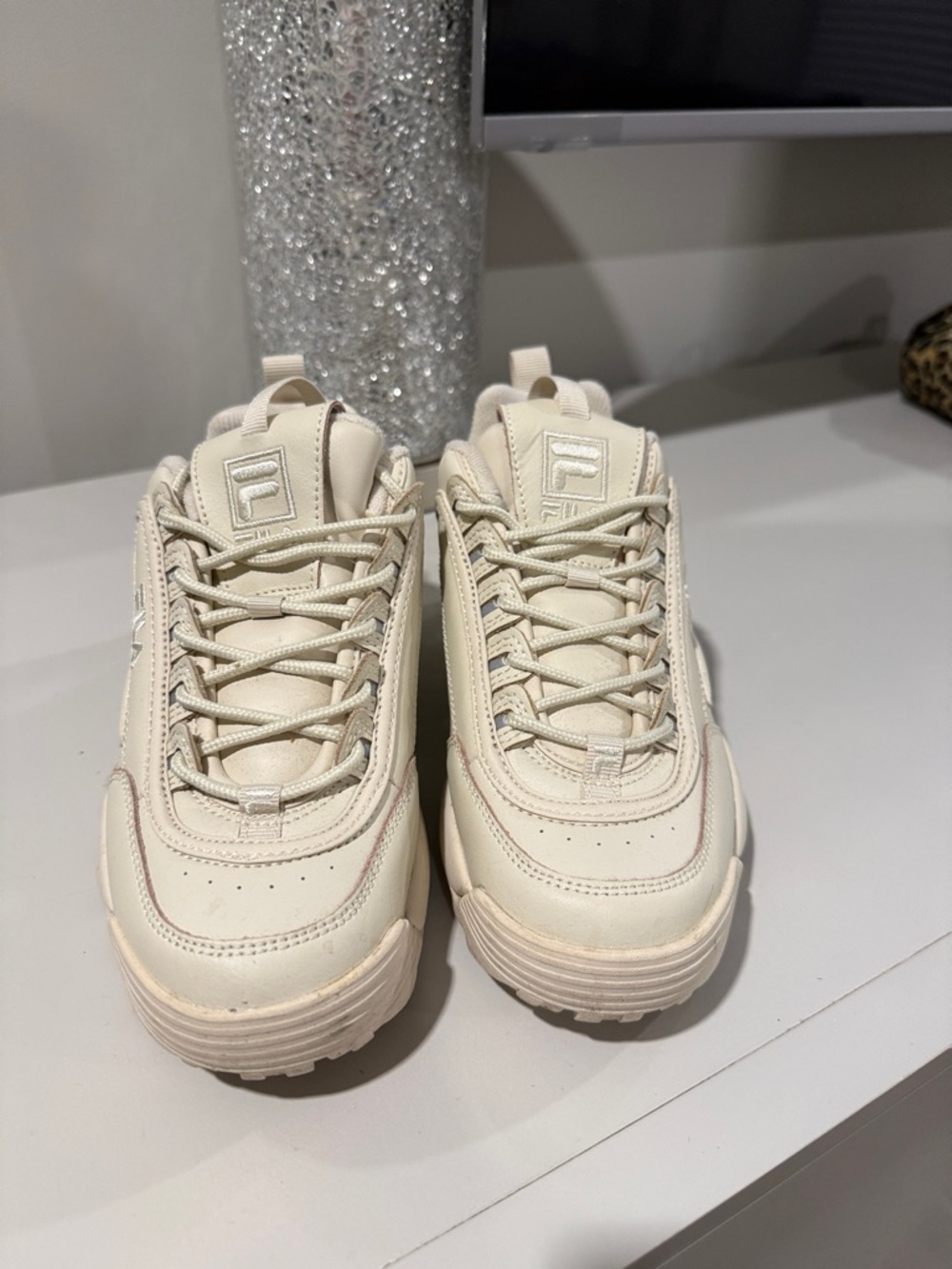 Fila Cream Low-Top Chunky Sneakers